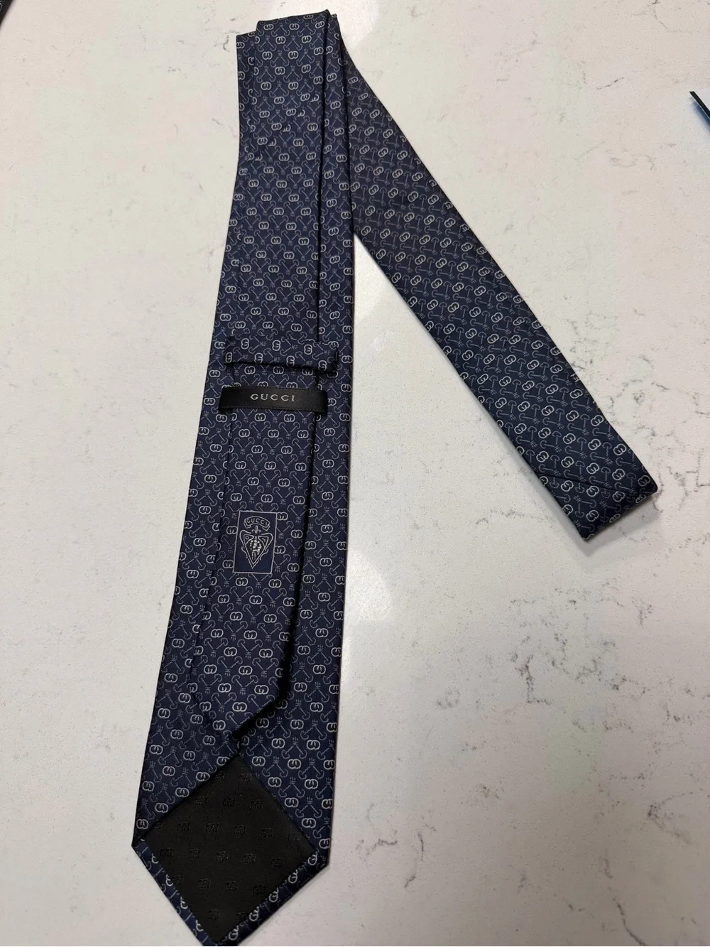 Gucci Blue Micro-Pattern Silk Tie